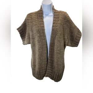 Aeropostale Women’s Chunky Wool Blend Knit Short Sleeve Cardigan Tan Size Medium